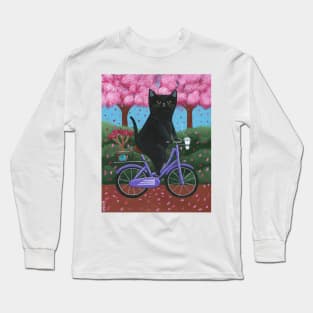 Black Cat Earth Day Bicycle Ride Long Sleeve T-Shirt